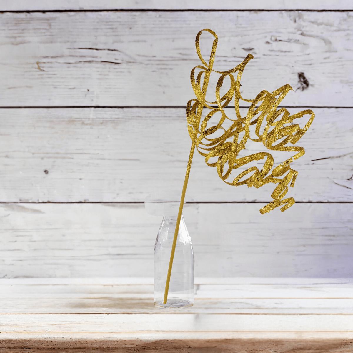 31&#x22; Curly Glitter Ribbon Spray: Gold