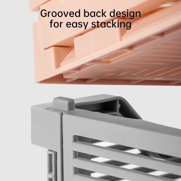 VUSIGN Small Collapsible Storage Crates, Pink, Durable Plastic Folding Bins for Home, Office, and Closet Organization, 4 Pack