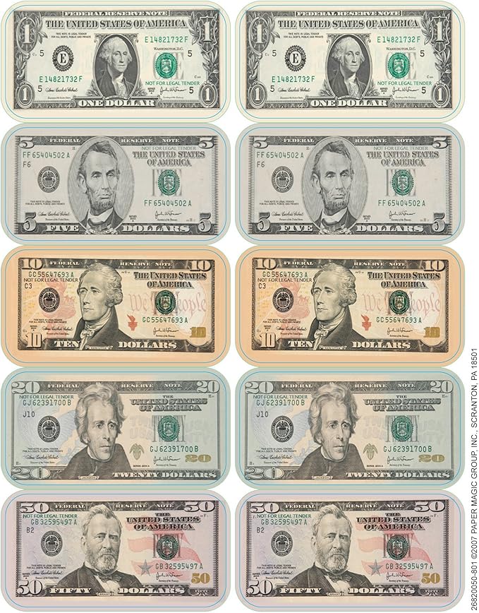 Eureka Teacher Supplies Dollar Stickers 80 pc – Classroom Decoration Currency Counters for Math and Economics Lessons