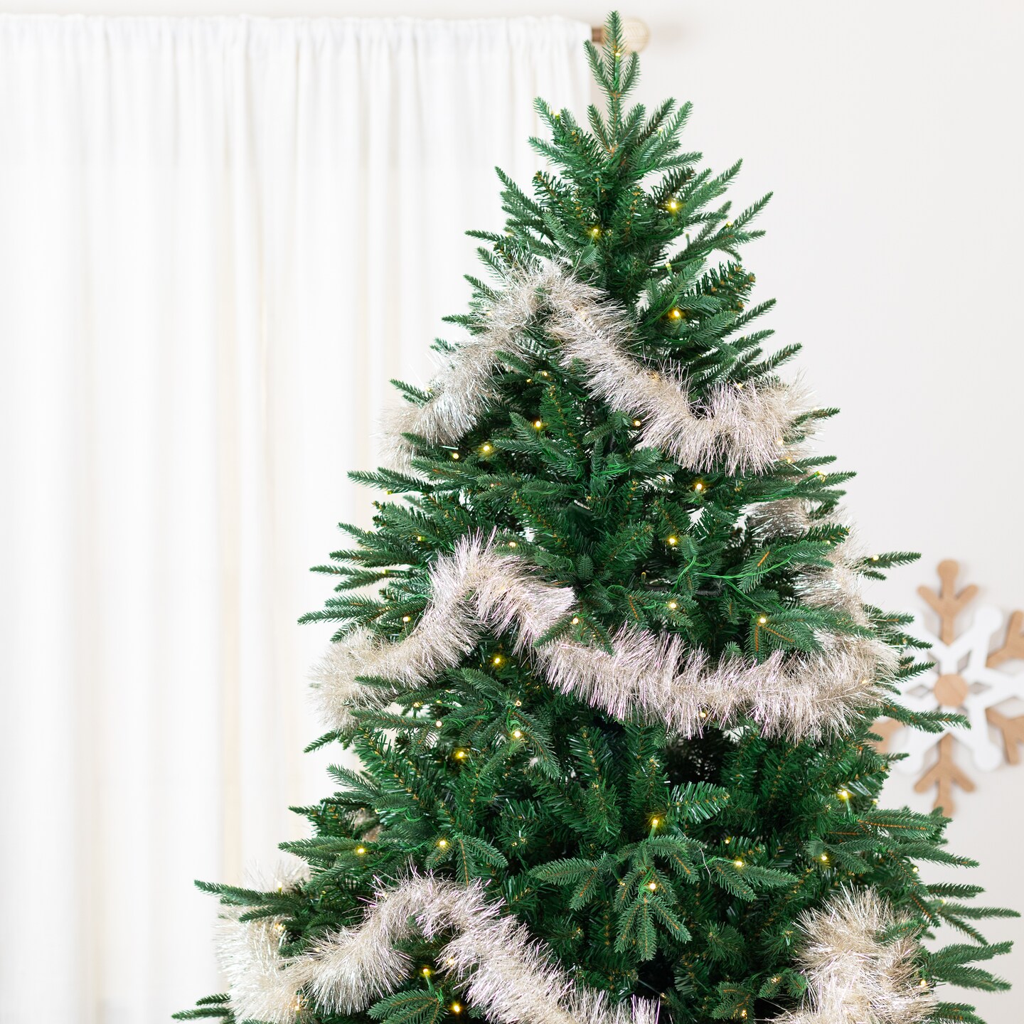 Northlight Shiny Tinsel Two-Tone Christmas Garland - 36' X 3" - Champagne Silver