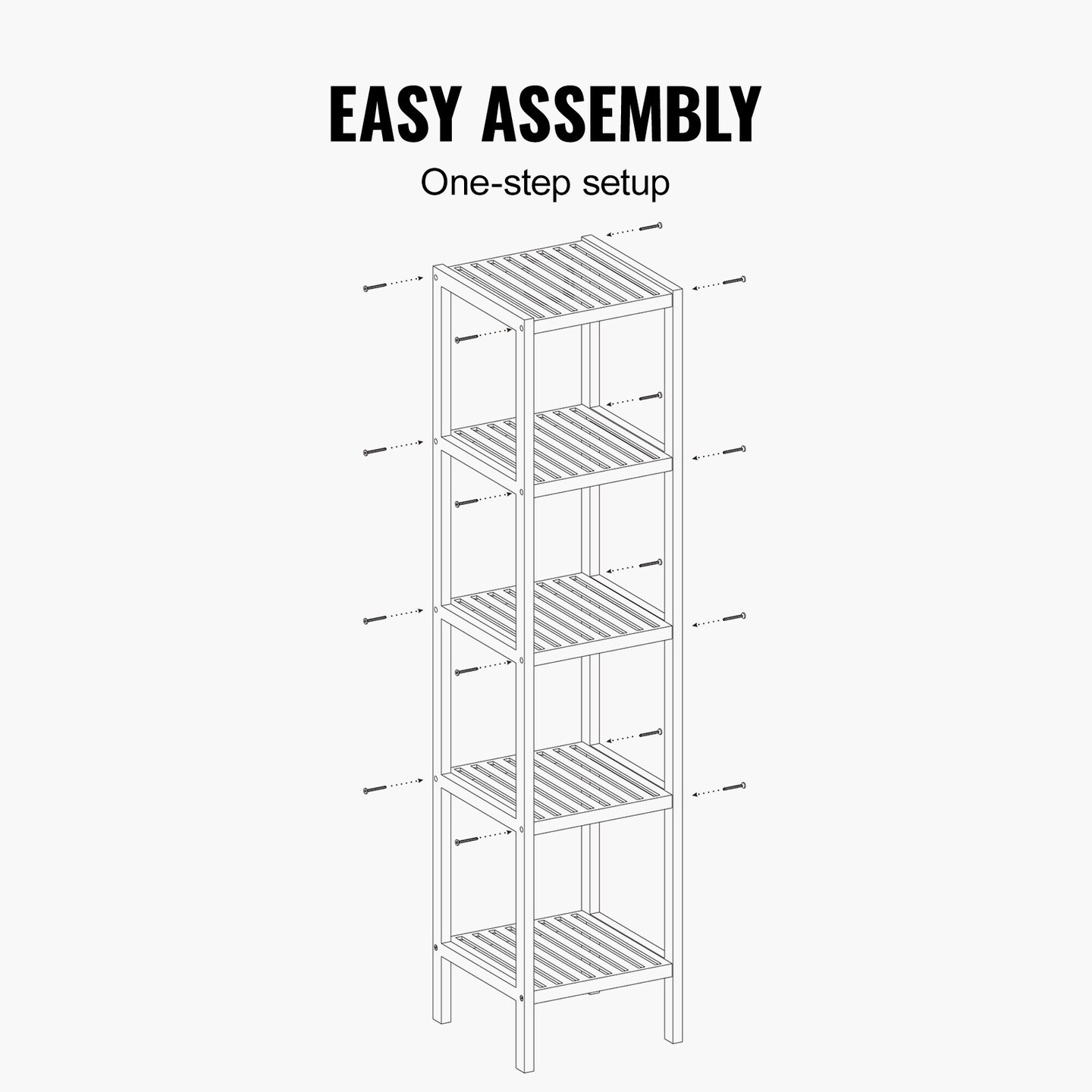 5 Tier Wicker Bathroom Shelf Freestanding Storage Rack Organizer