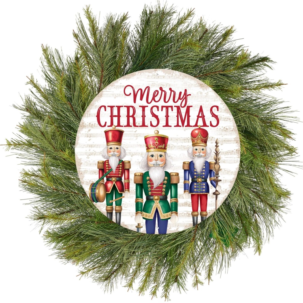 12&#x22; Metal Round Sign: Nutcracker Merry Christmas