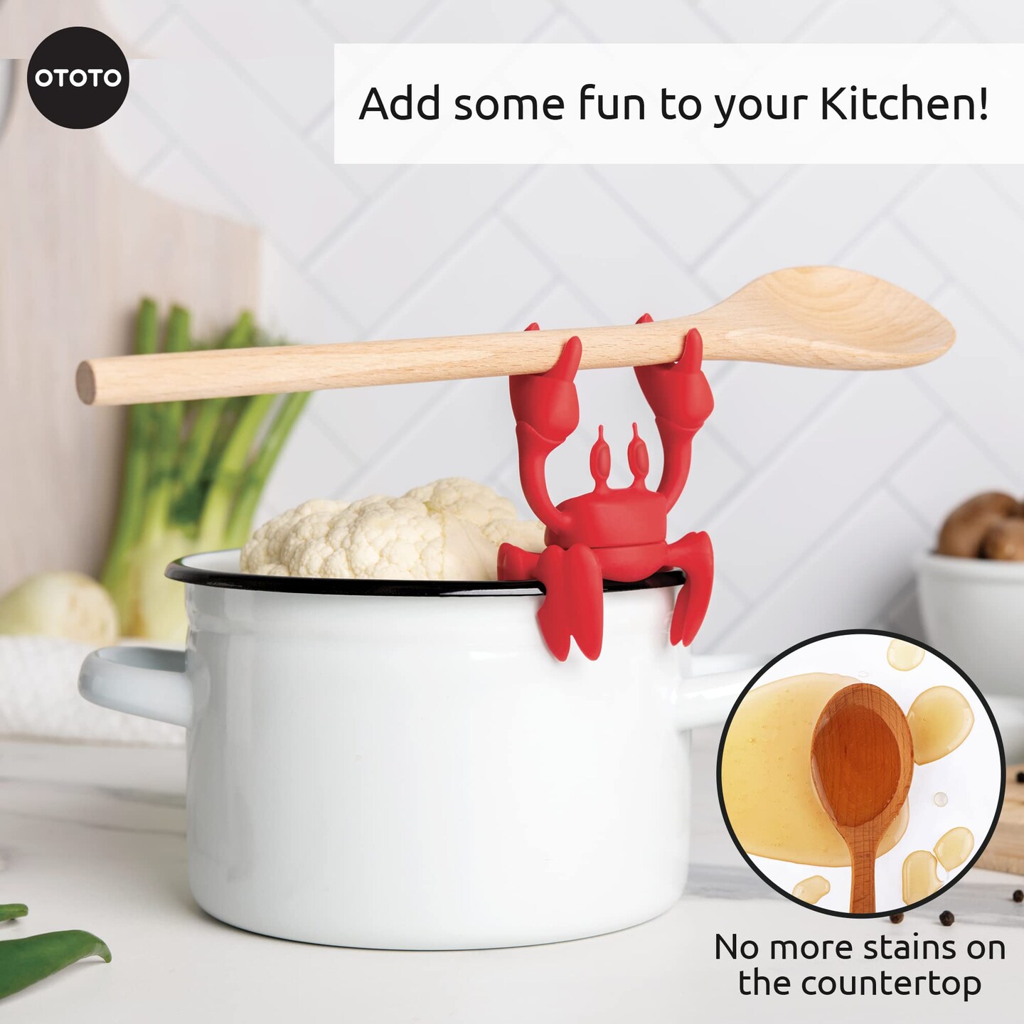 Red the Crab Silicone Utensil Rest - Kitchen Gifts, Silicone Spoon Rest for Stove Top - Heat-Resistant Kitchen and Grill Utensil Holder - Non-Slip Spoon Holder Stove Organizer, Steam Releaser