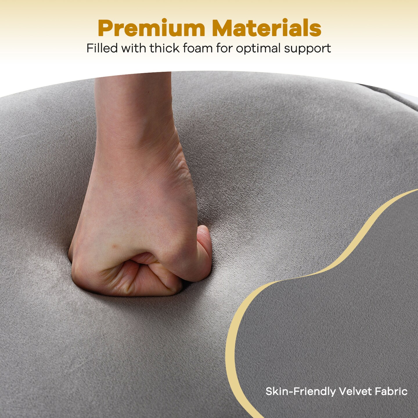 Velvet Vanity Chair with Tufted Back Rubber Wood Frame Small Makeup Stool for Bedroom