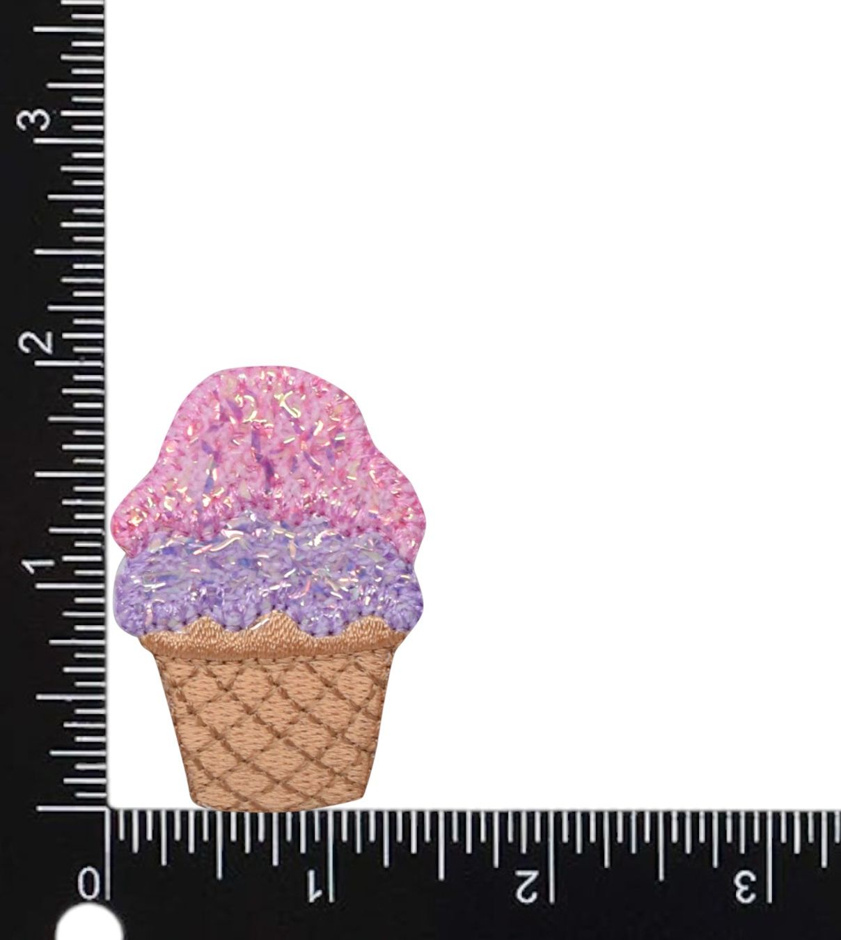 Pink and Purple Ice Cream Cone, Shimmery, Snack Food, Dessert, Iron on Patch