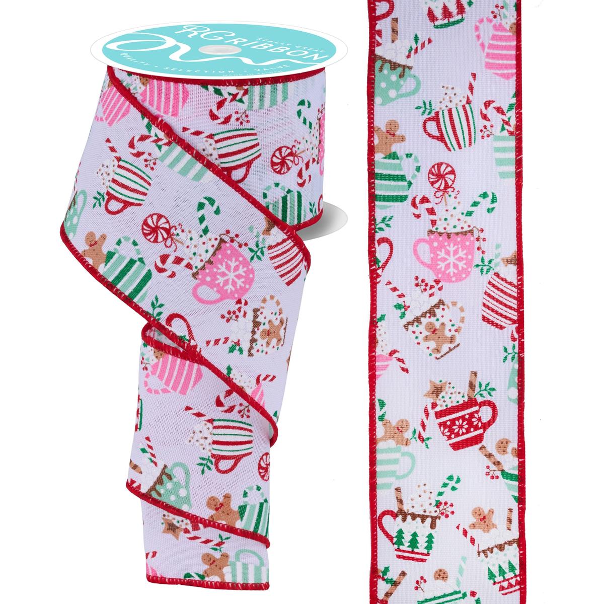 2.5&#x22; Hot Cocoa Mugs Ribbon: White (10 Yards)