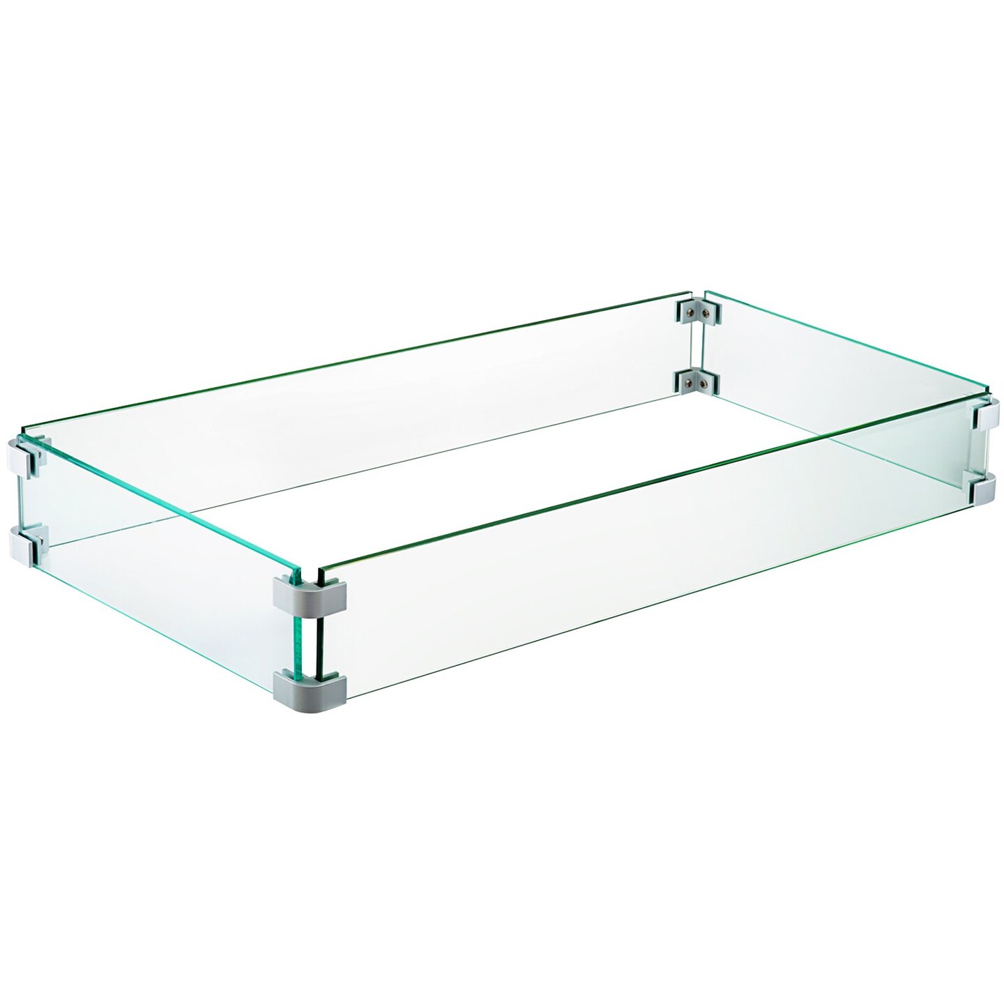29.8 Inch Tempered Glass Fire Pit Wind Guard Aluminum Alloy Brackets Clear Outdoor Flame Screen