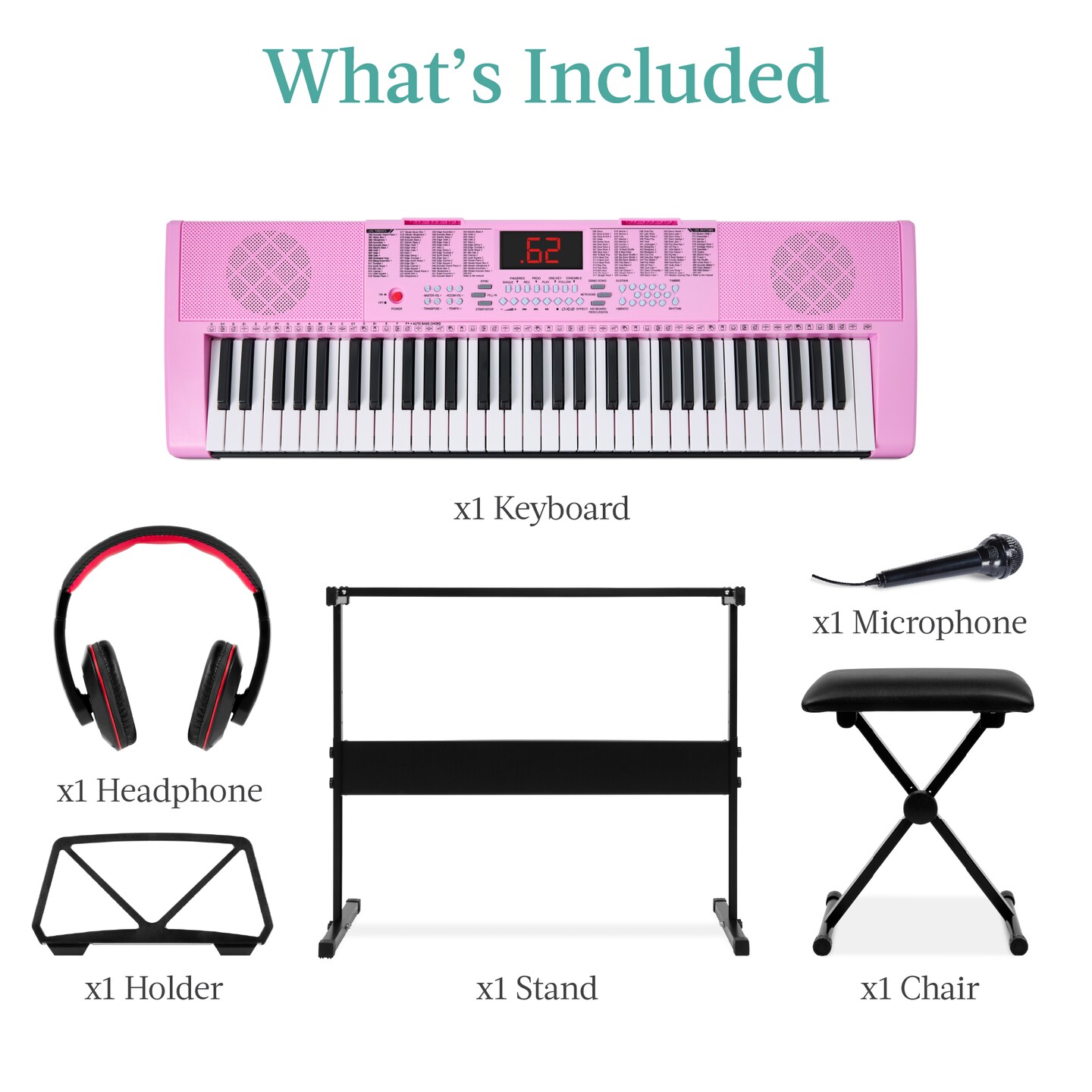 Best Choice Products 61-Key Beginners Electronic Keyboard Piano Set w/ LED, 3 Teaching Modes, H-Stand, Stool