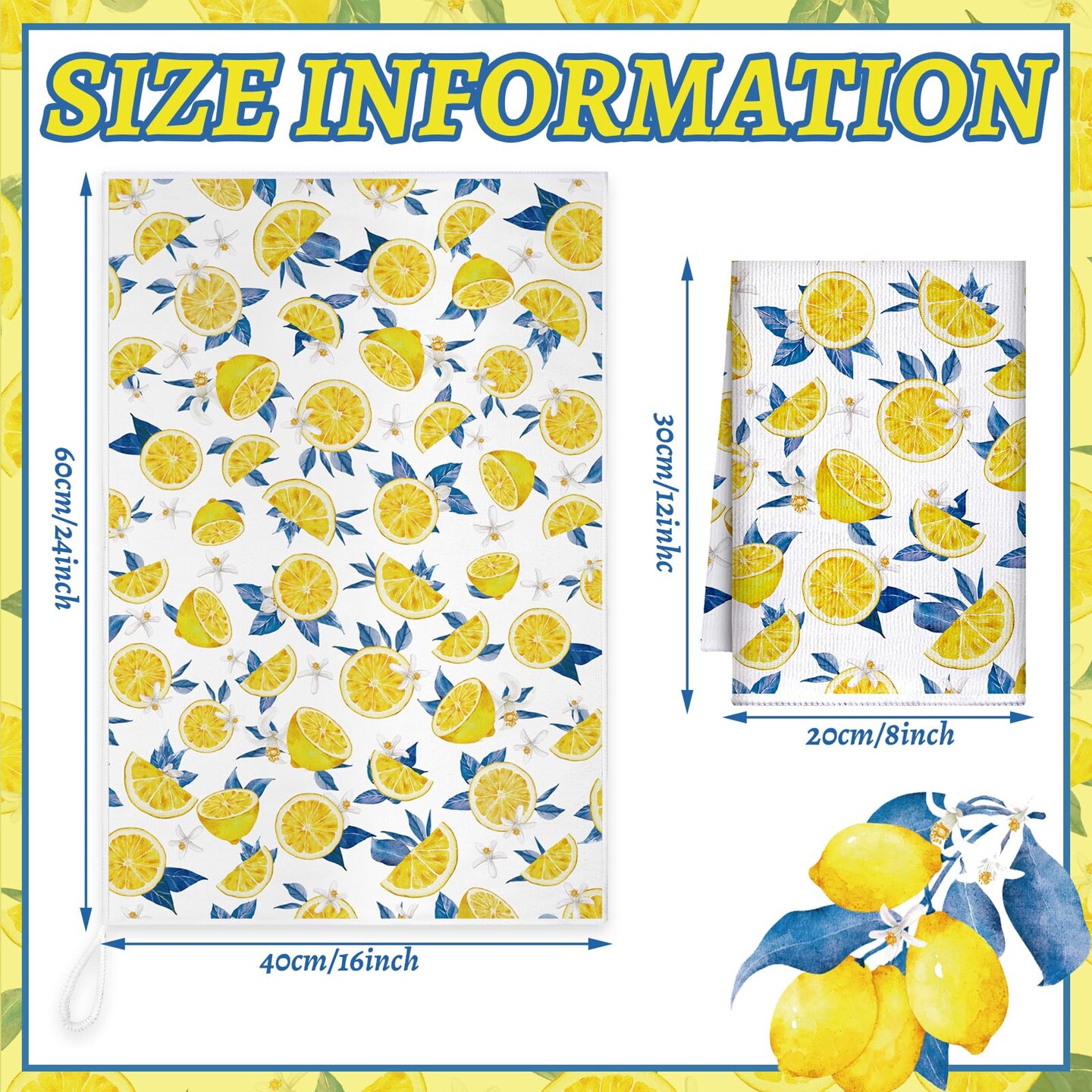 Sratte 6 Pcs Lemon Kitchen Towels 24 x 16 Inch Capri Tiles Lemon Tea Dishtowels Farmhouse Absorbent Blue Yellow Hand Bathroom Towel for Holiday Kitchen Bathroom Amalfi Coast Party Decor Gifts