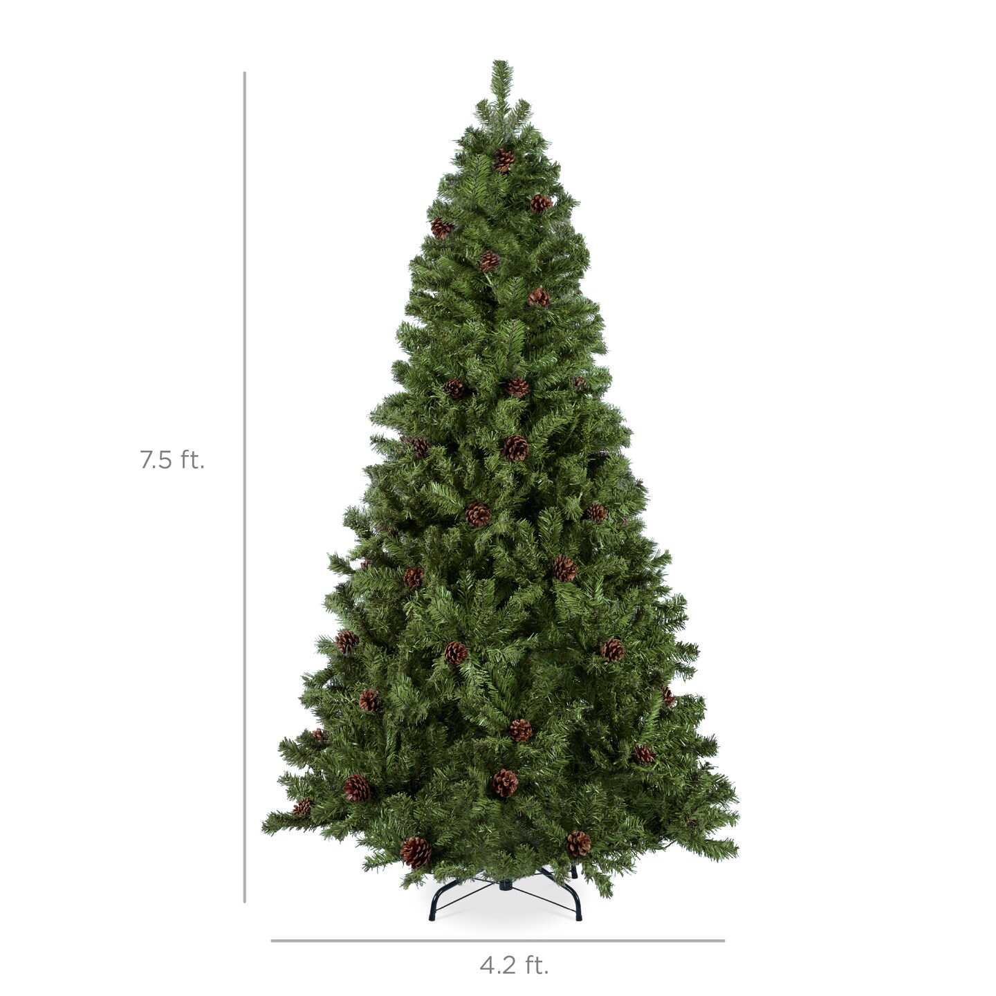 Best Choice Products Pre-Decorated Holiday Christmas Pine Tree w/ Metal Base – Green