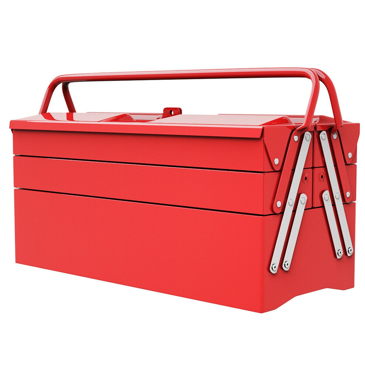 Red Steel 5-Tray Cantilever Toolbox 66 lbs Capacity with Portable Handle
