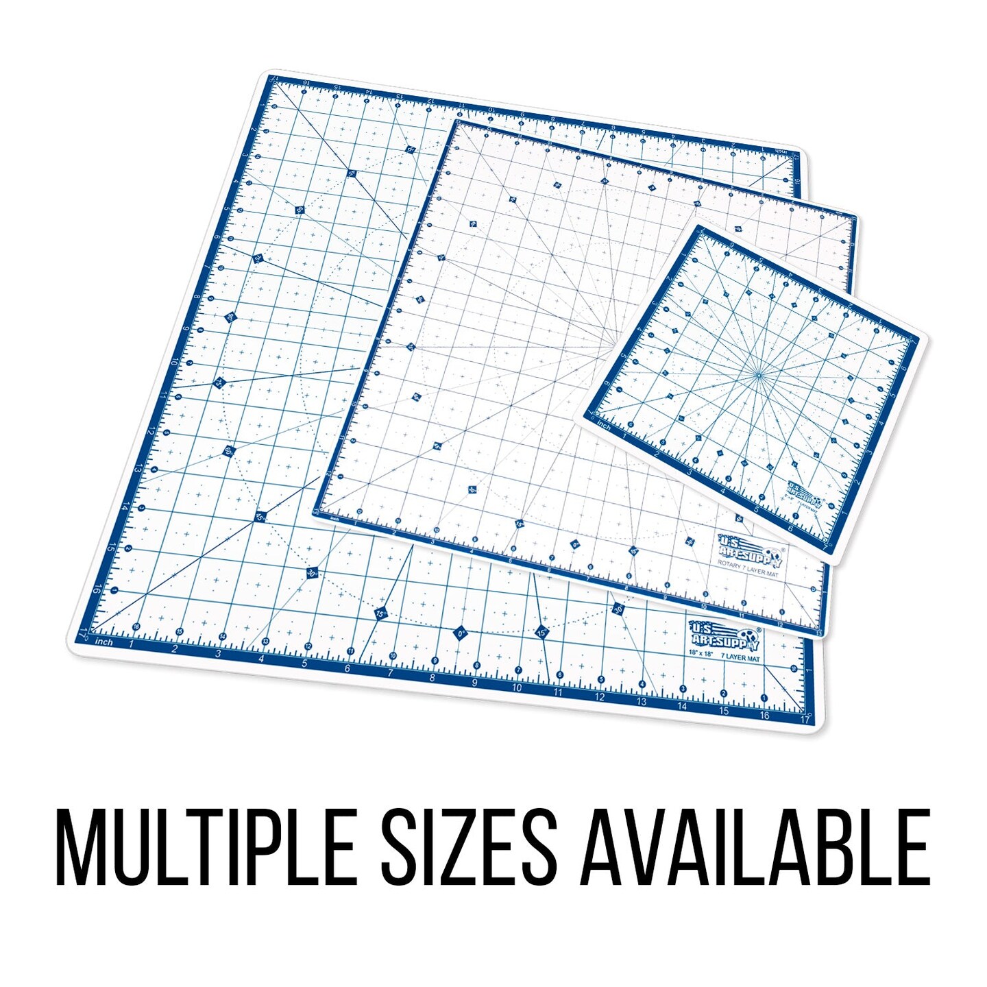8" x 8" Self-Healing Cutting Mat 7-Ply - Rotary White/Blue Craft Mat, Non-Slip Cutting Mats for Crafts, Sewing, Quilting, Scrapbooking