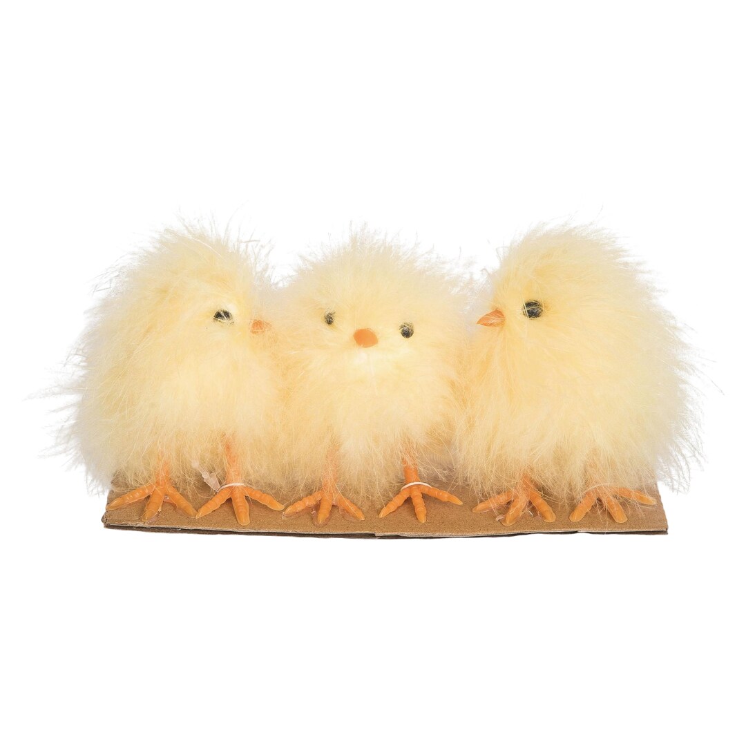 Transpac Fuzzy Chicks Set of 3 Easter Home Decorations Decorative