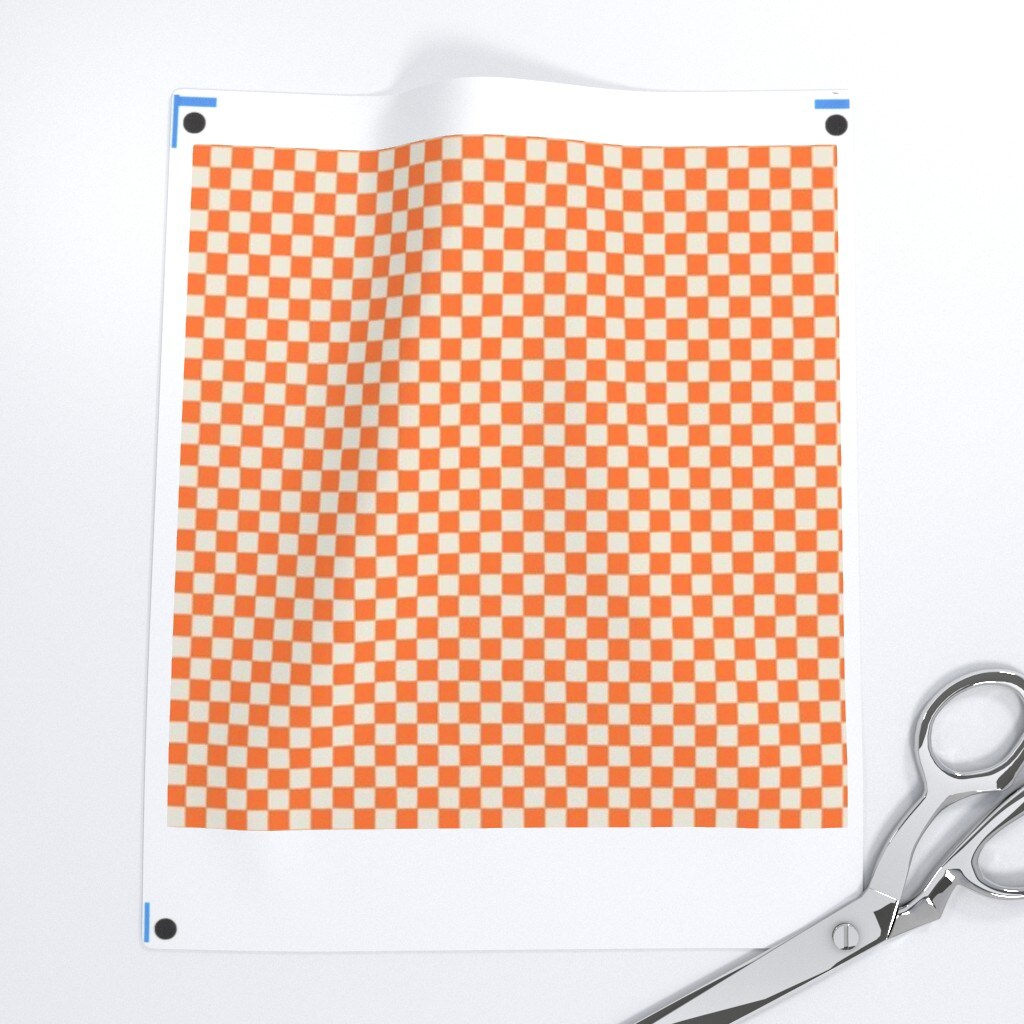 Bright Orange Bold Summer Checker Tangerine Checkerboard Small Scale Custom Printed Fabric by Spoonflower Various Fabrics by the Yard or Fat Quarter