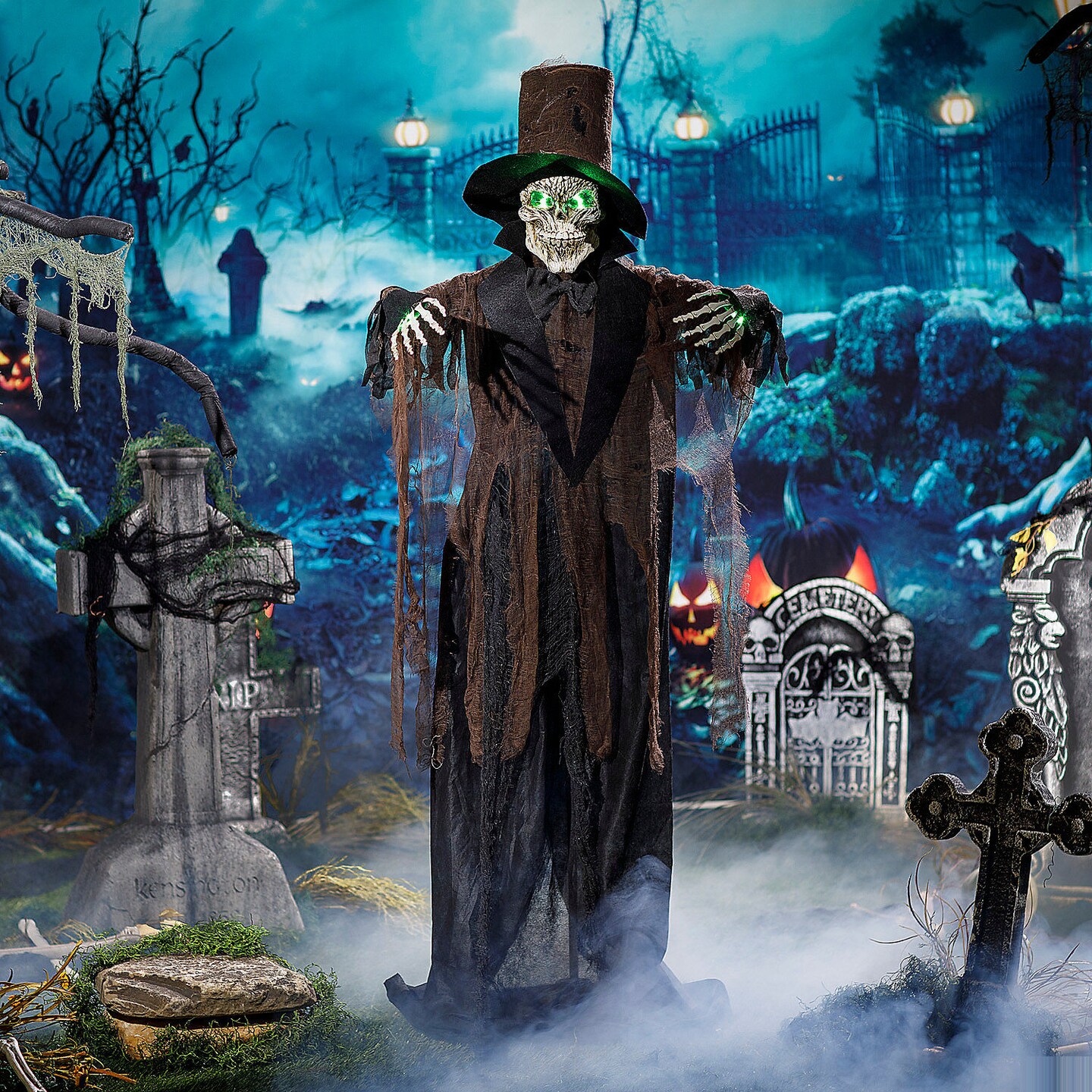 Light Up Standing Black Skeleton Halloween Decoration 66"