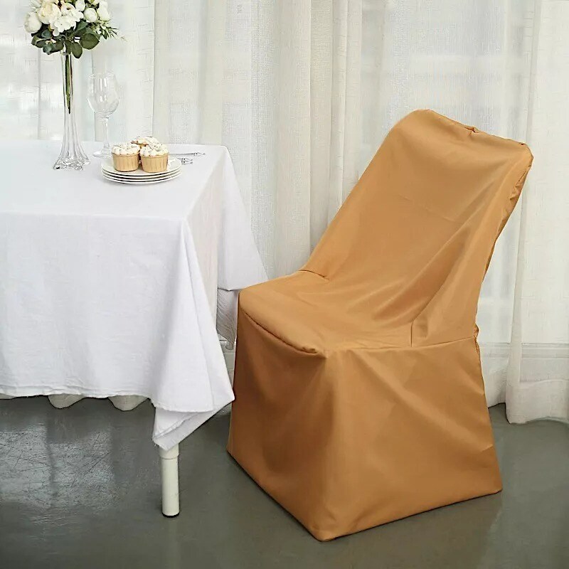 10 pcs Gold LIFETIME Folding CHAIR COVERS Slipcovers Polyester Supplies Event