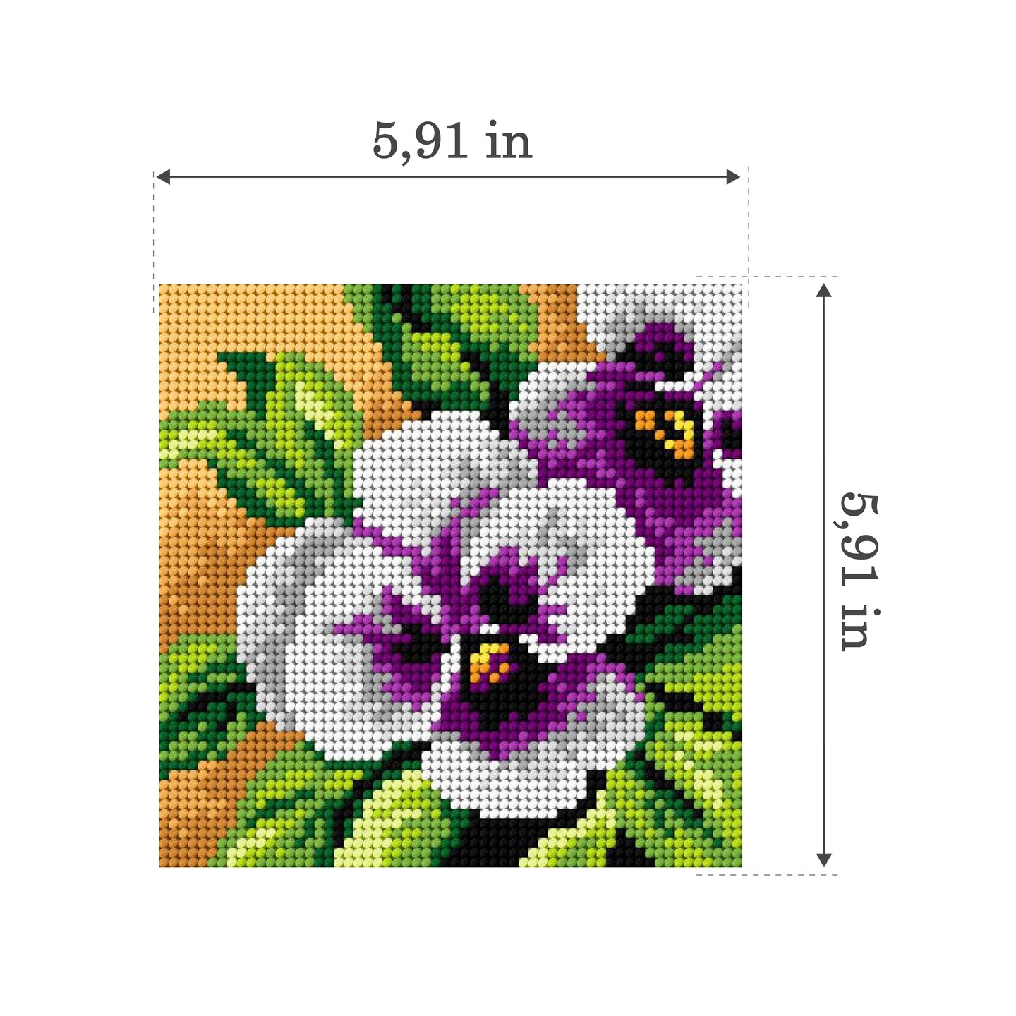 Needlepoint canvas for halfstitch without yarn Pansy 2757D - Printed Tapestry Canvas