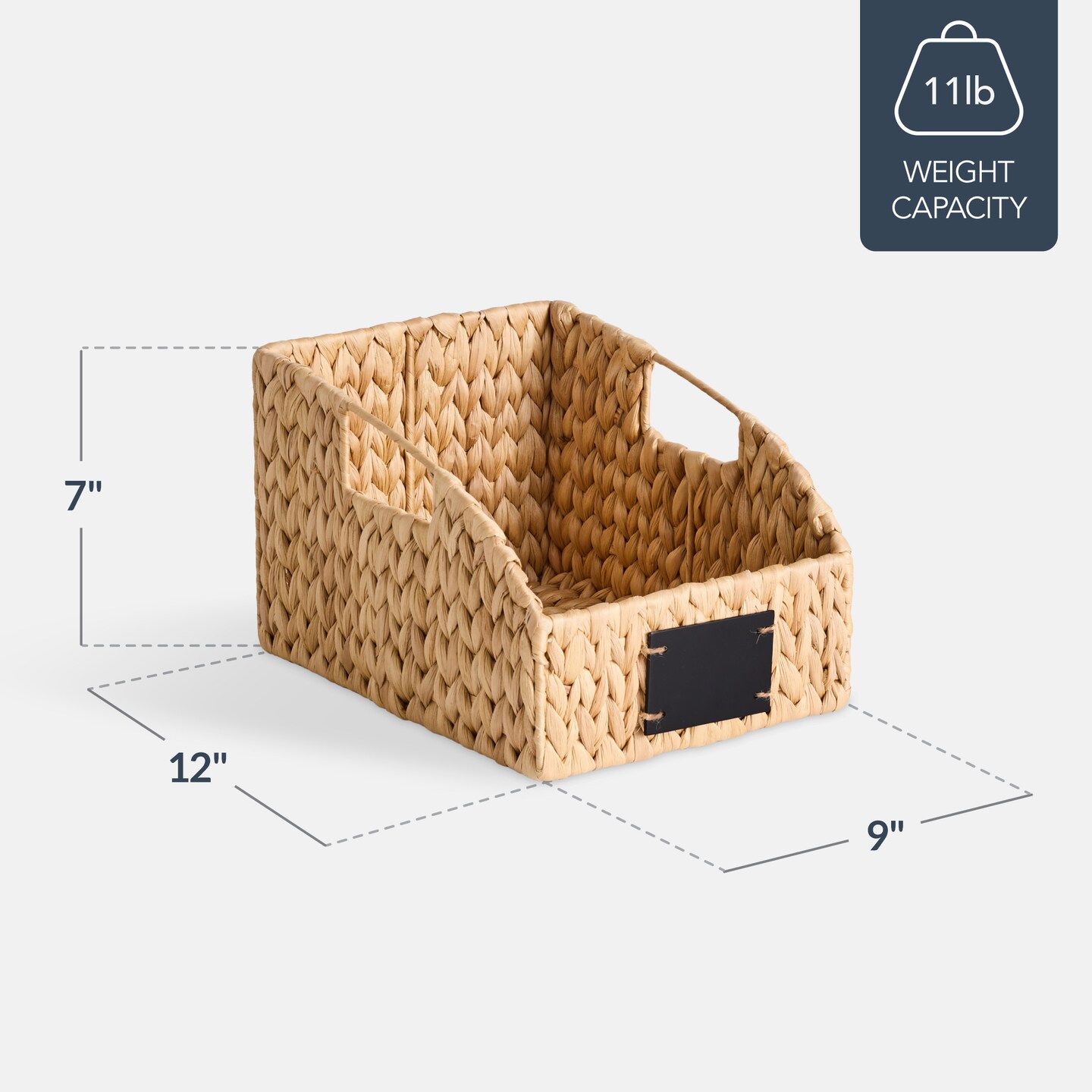 Best Choice Products Hyacinth Angled Pantry Storage Baskets W/ Handles, Chalkboard & Marker (Pack of 2)