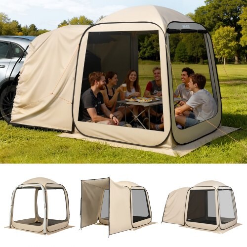 Beige 300D Oxford Pop Up Screen Tent 4–8 Person Instant Canopy