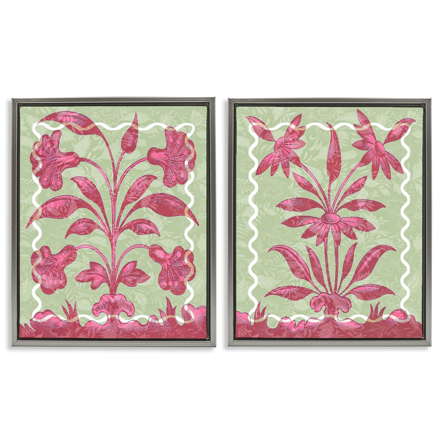 Stupell Industries Pink & Green Vintage Botanicals 2pc Floating Frame Set By Lil' Rue