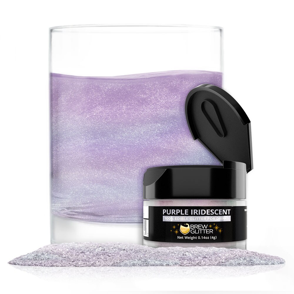 Brew Glitter - Purple Iridescent Edible Drink Glitter (4g, x1 Flip-Cap Jar) for Beer, Cocktails and Beverages