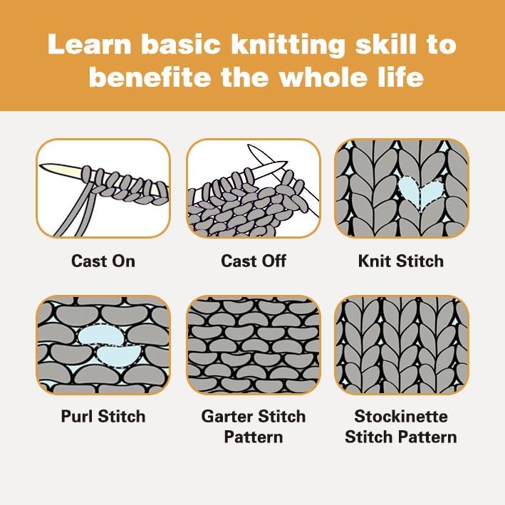 Knitting Kit for Beginners Adults &#x26; Kids (Gray)