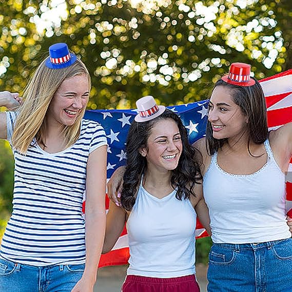 4th of July Patriotic Mini Top Hats, Red White Blue