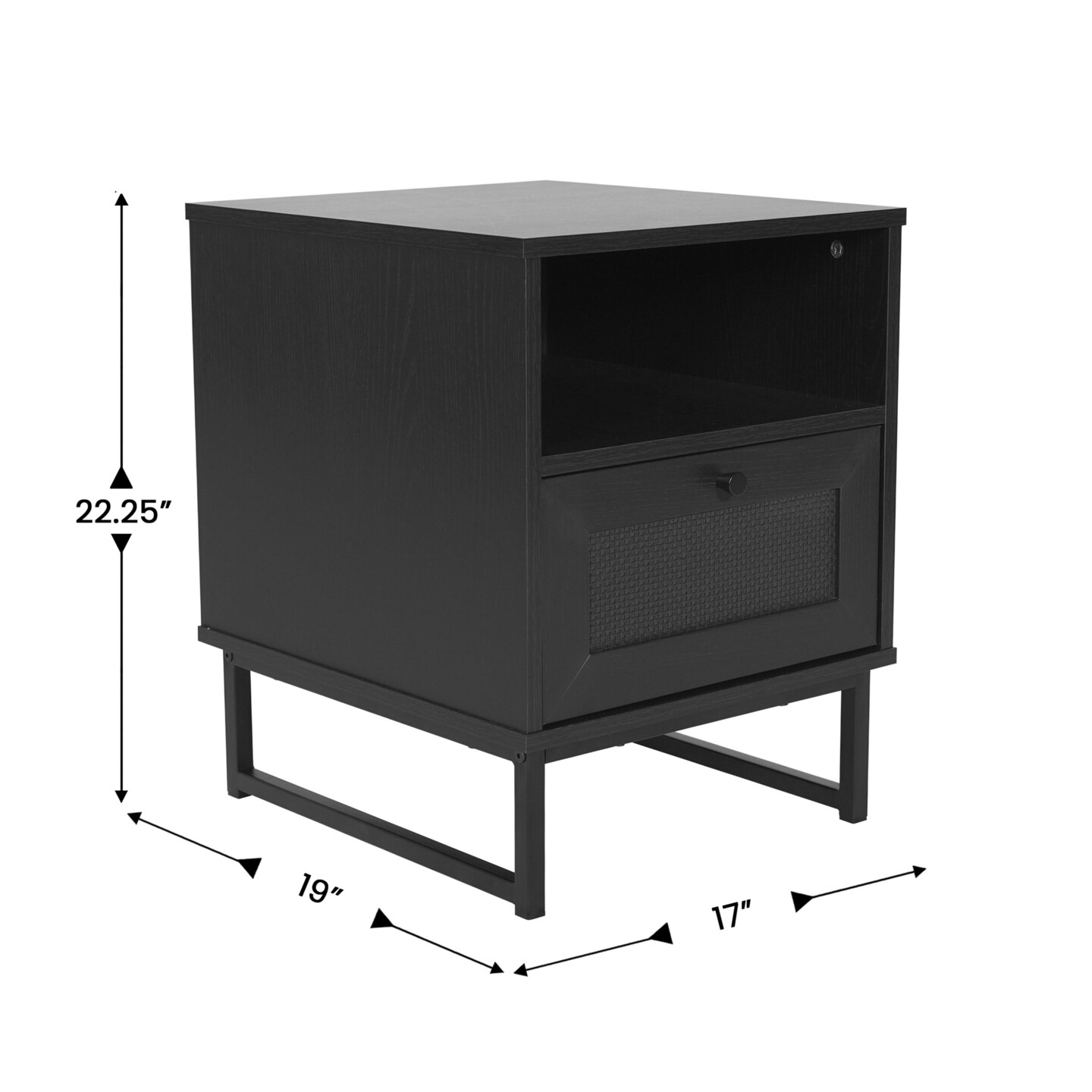 Merrick Lane Burkett Set of 2 Mid-Century Modern Wooden Bed Side Tables/Nightstands with Drawer and Shelf