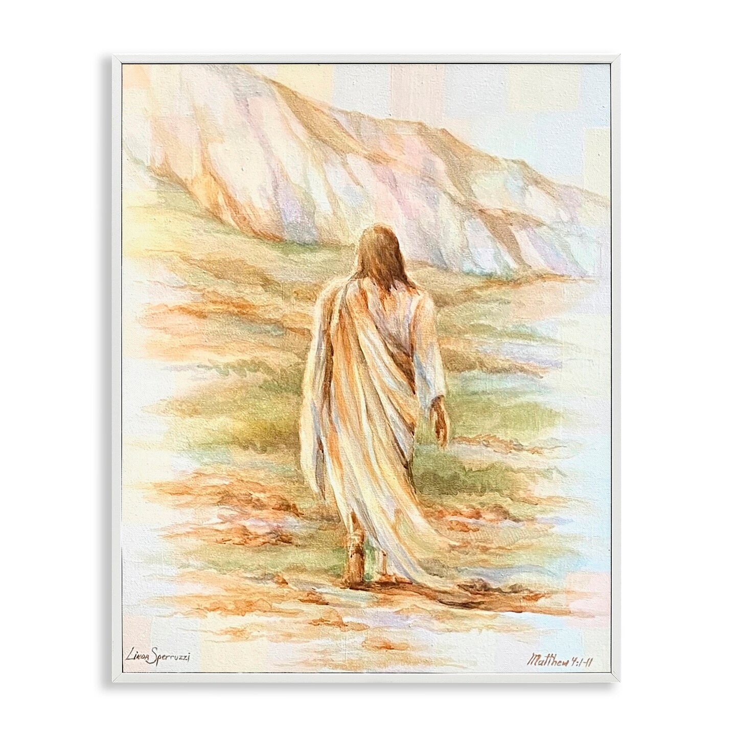 Stupell Industries Forty Days Jesus Walking Framed Giclee By Linda Sperruzzi