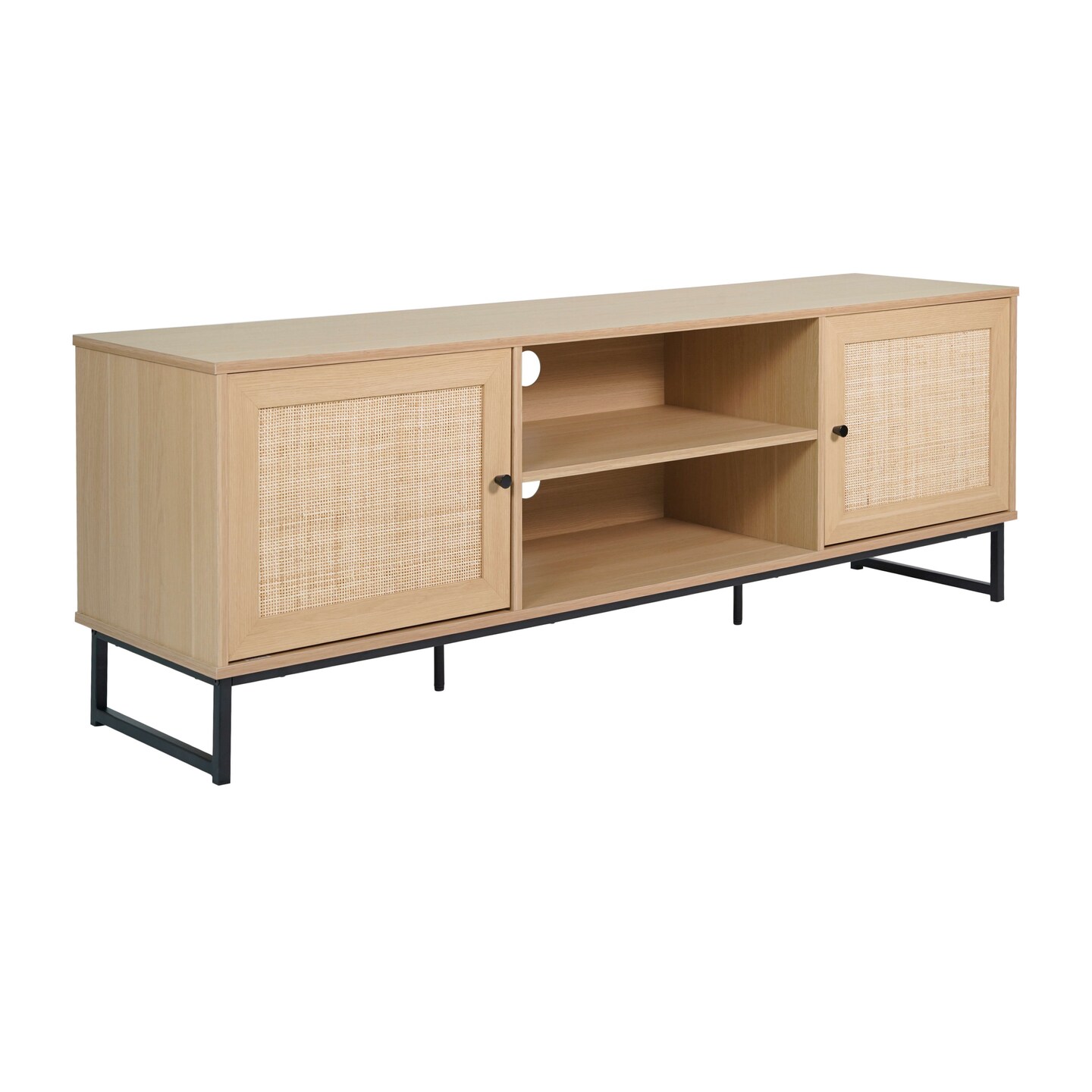 Merrick Lane Burkett 65" Mid-Century Modern TV Stand Made with Durable Engineered Wood Accommodates up to 70" TV's