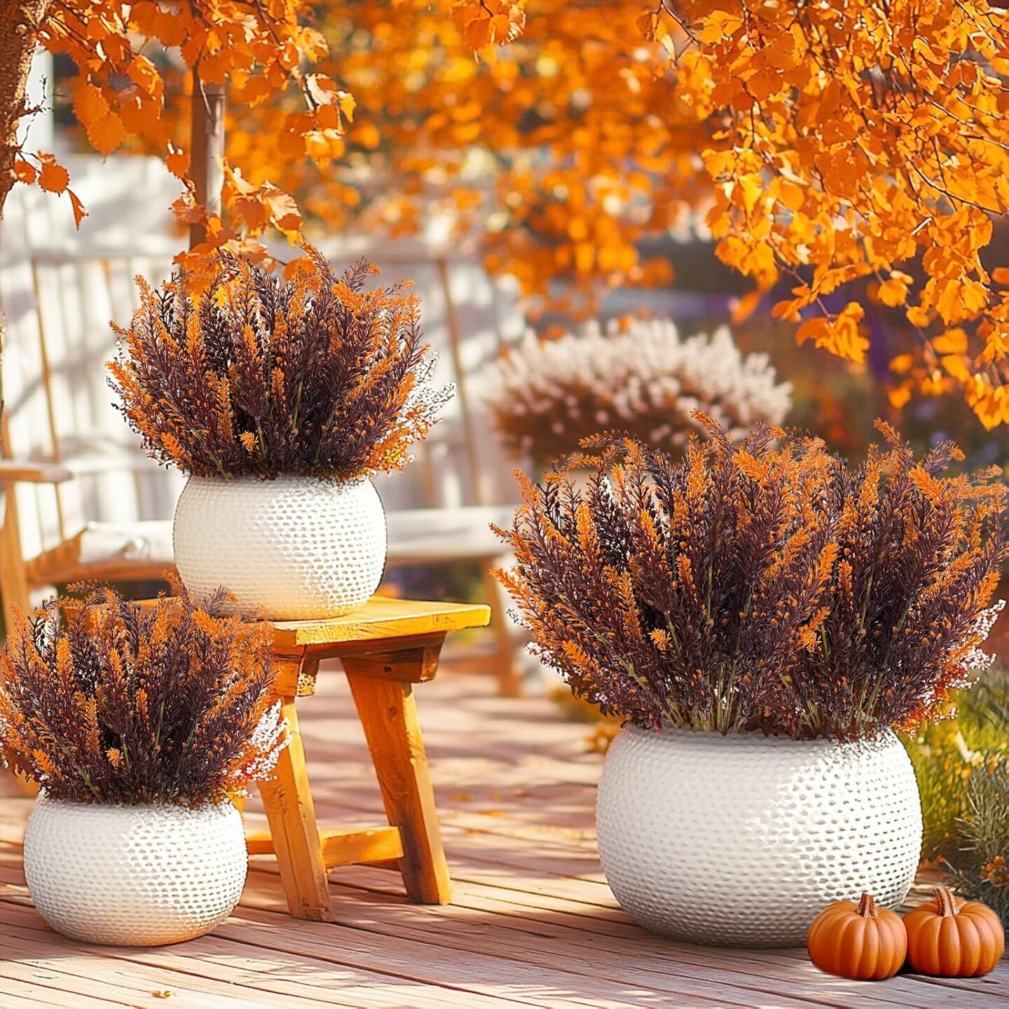 10 Bundles Artificial Fall Flowers for Outdoors Fall Decorations