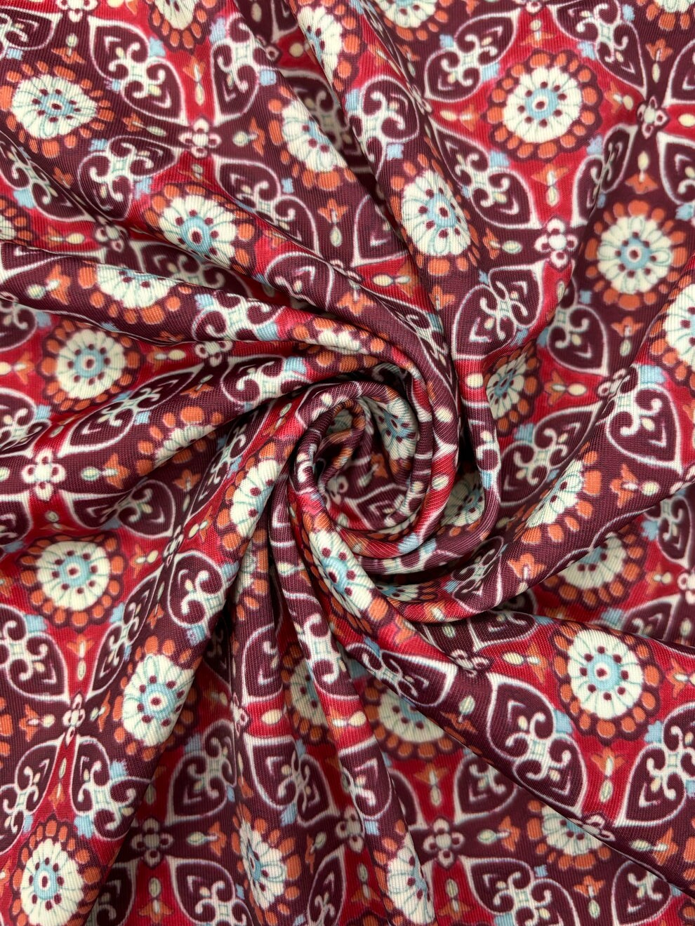 1 Yard Floral Tile Print Stretch Spandex Fabric for Swimwear and ...