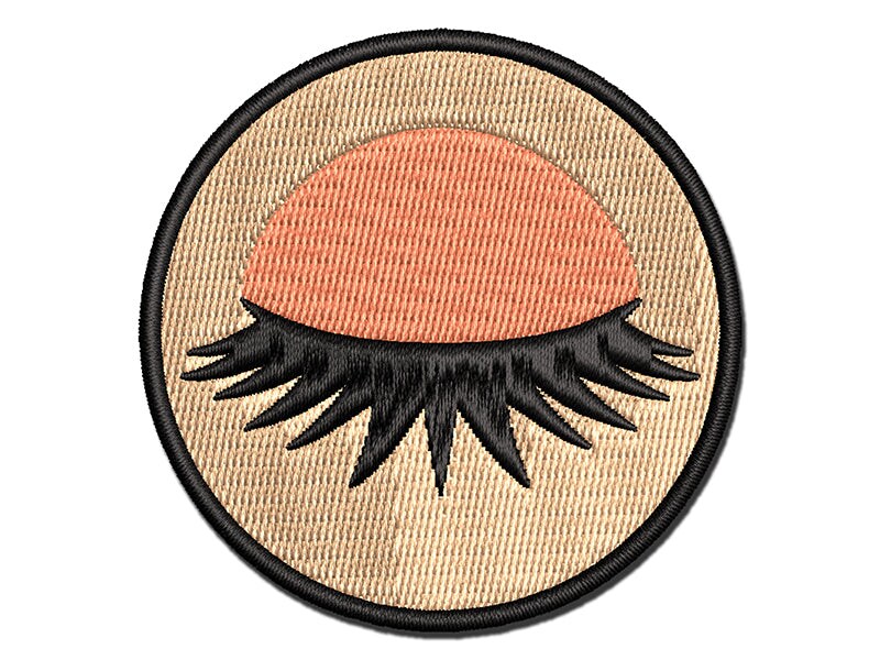 Cute Detailed Eyelashes Single Multi-Color Embroidered Iron-On or Hook & Loop Patch Applique