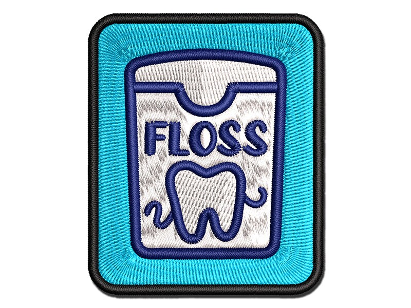 Dental Floss Tooth Dentist Multi-Color Embroidered Iron-On or Hook & Loop Patch Applique