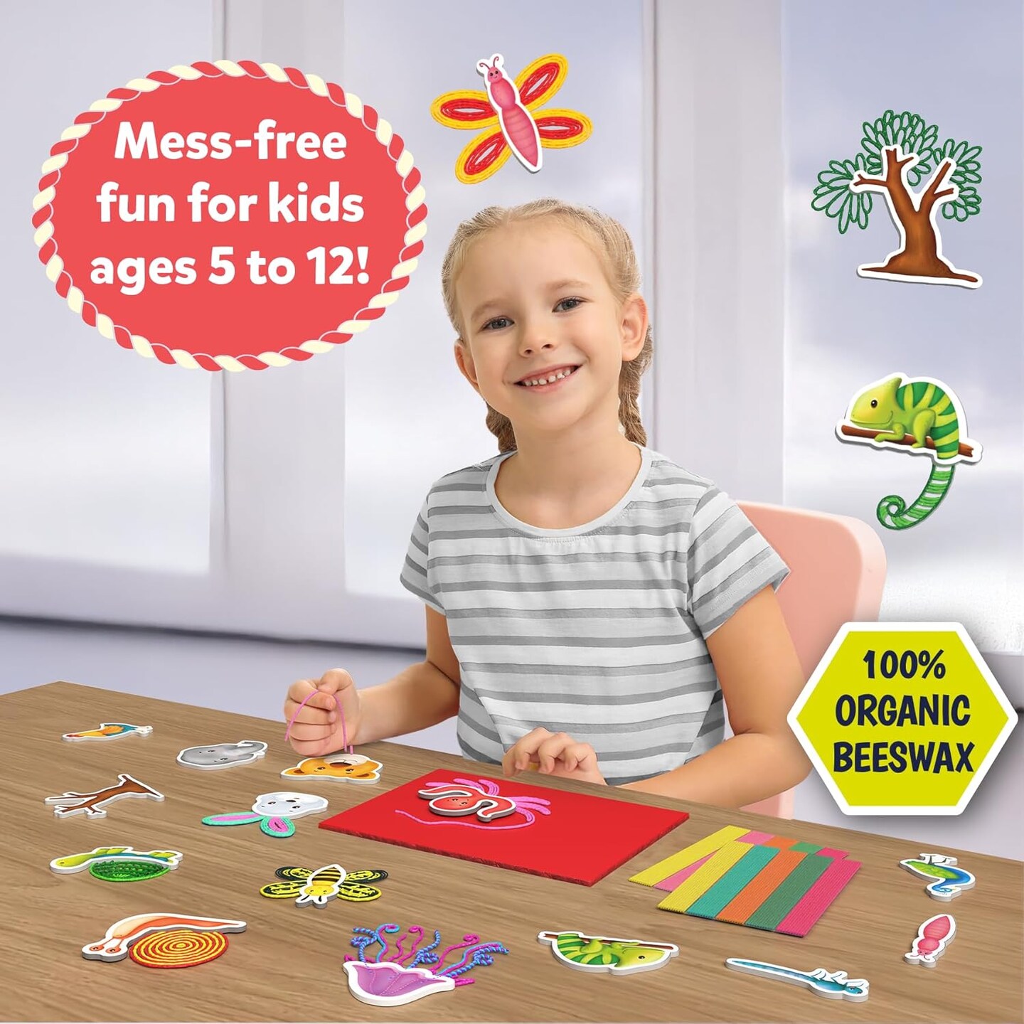 Summer Waxy Window Art - 100 Bendable Waxy Sticks for Mess-Free DIY Fun