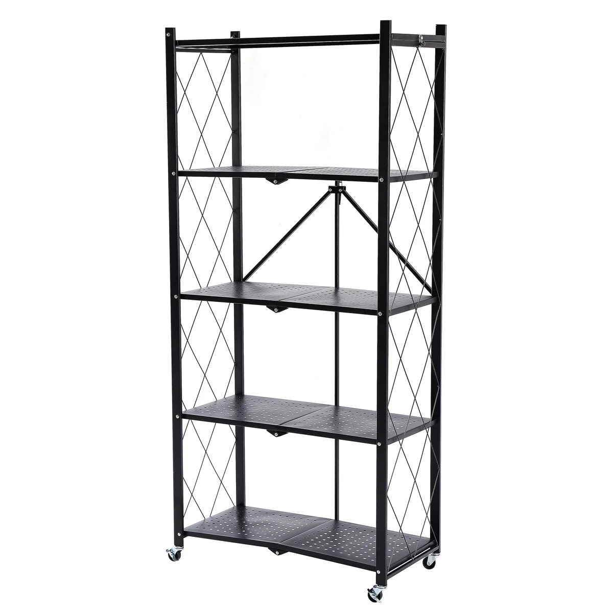Assembled Black Foldable Metal Storage Shelving Unit
