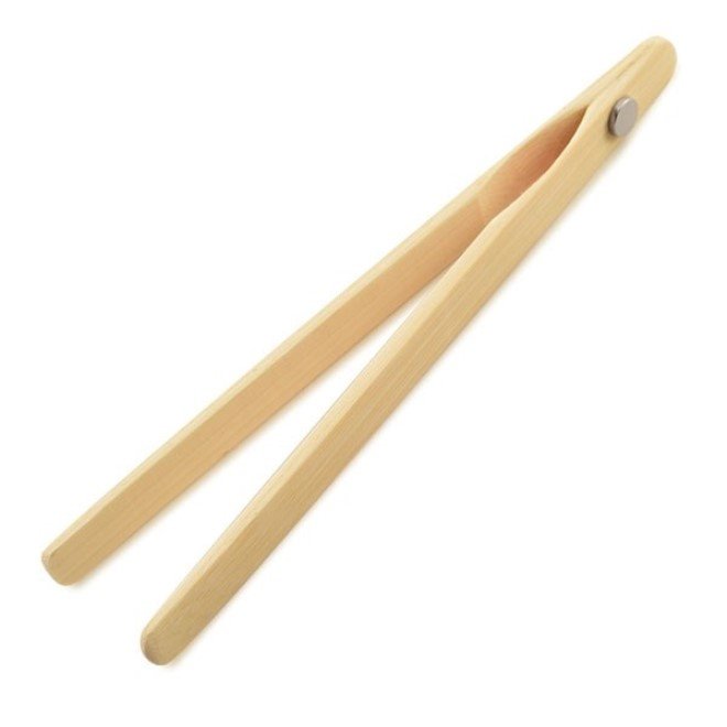 Norpro 8&#x22; Natural Wooden Bamboo Toaster Tongs with Magnet