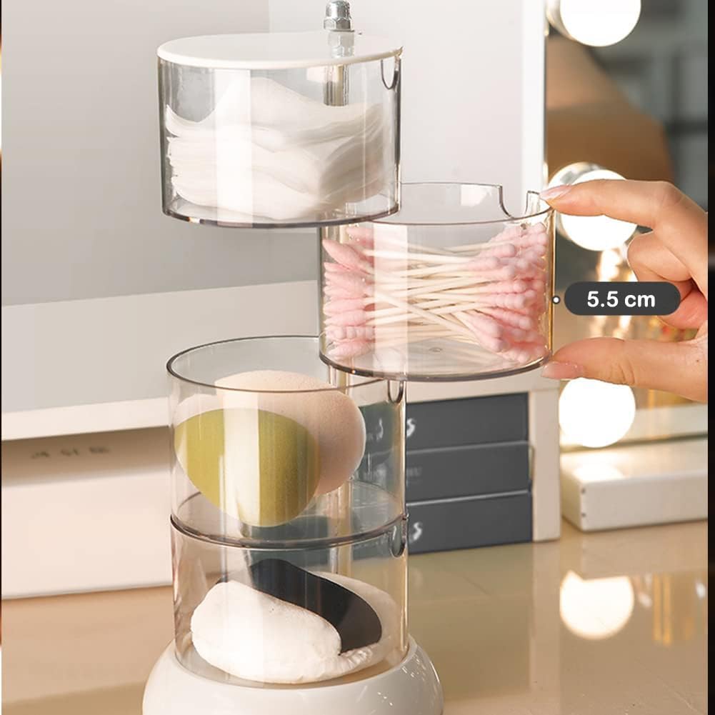 4-Layer Clear Acrylic Jewelry Organizer – 360° Rotatable Box for Earrings, Necklaces, Bracelets, Rings, Hair Clips, Hair Ties, and Accessories (Girls)