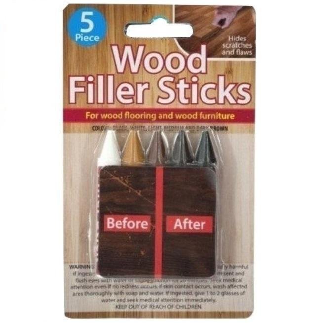 5 Piece Wood Filler Sticks - Repair &#x26; Restore Scratches on Wooden Flooring &#x26; Furniture