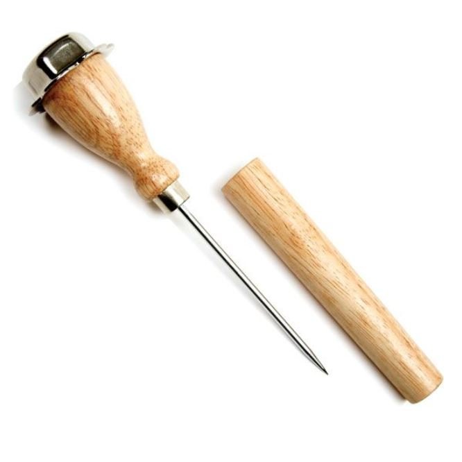 Norpro 7&#x22; Stainless Steel Shaft Wood Handle Ice Pick Bar Tool with Sheath Cover