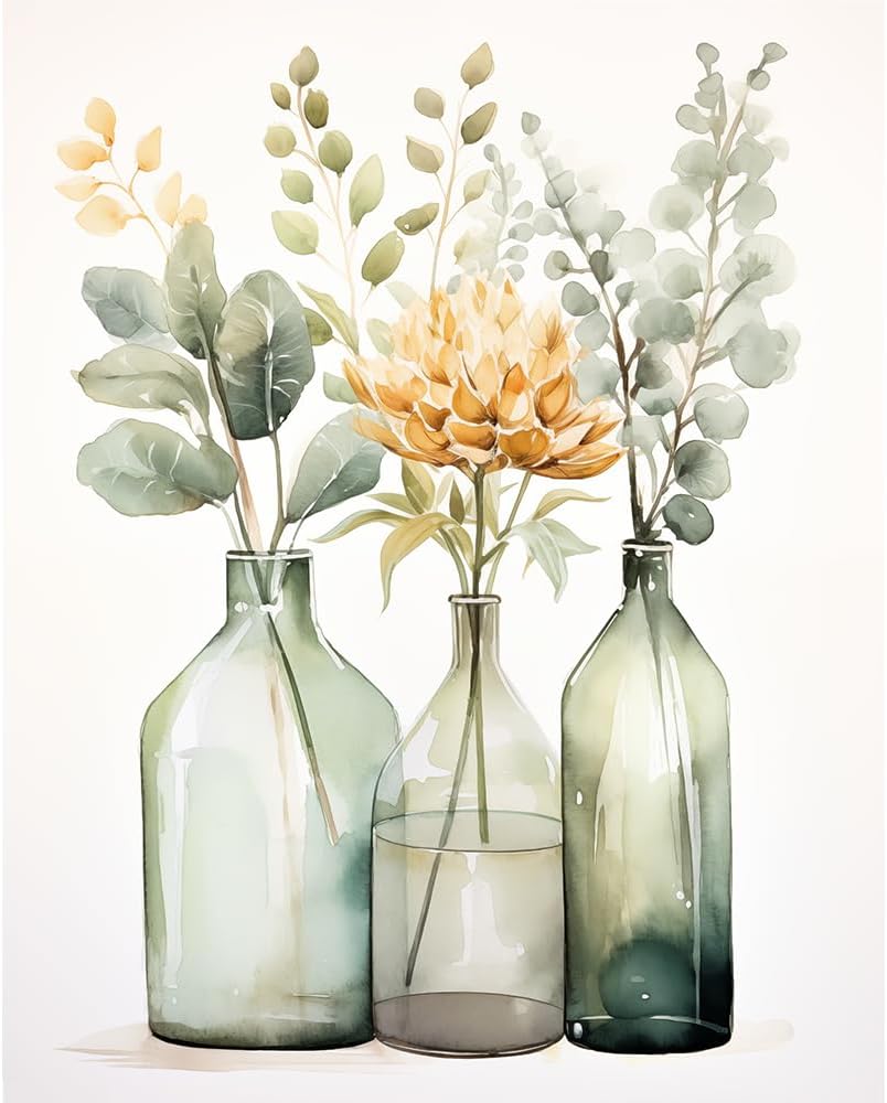 Paint by Numbers Kit for Adults - Flowers in Bottle DIY Adult Paint by Number Kits Acrylic Canvas Painting for Adults Beginners Kids Art Crafts Without Frame, 16x20 Inch