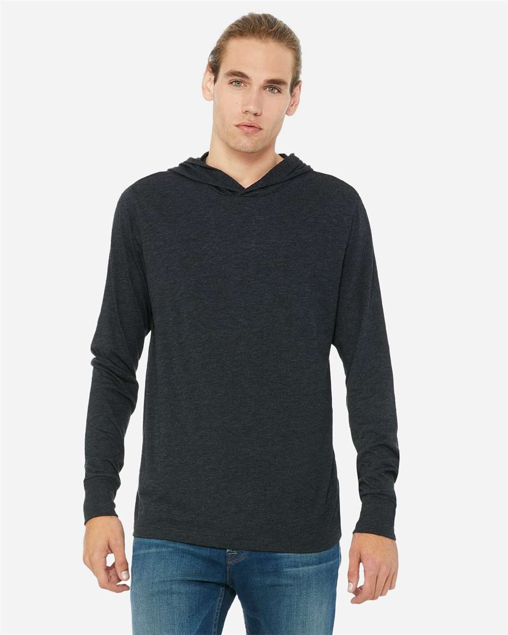 BELLA+CANVAS Jersey Hooded Long Sleeve Tee for Everyday Wear, Casual Style & Lightweight Comfort Unisex Shirt