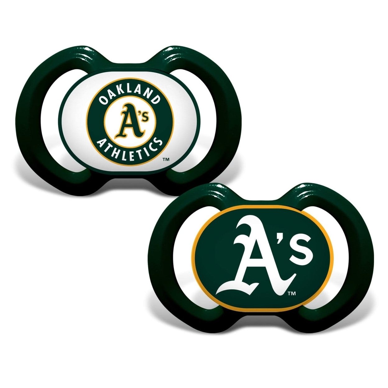 Oakland Athletics 2-Pack Pacifiers Silicone Bpa-Free Team Colors Ages 3+