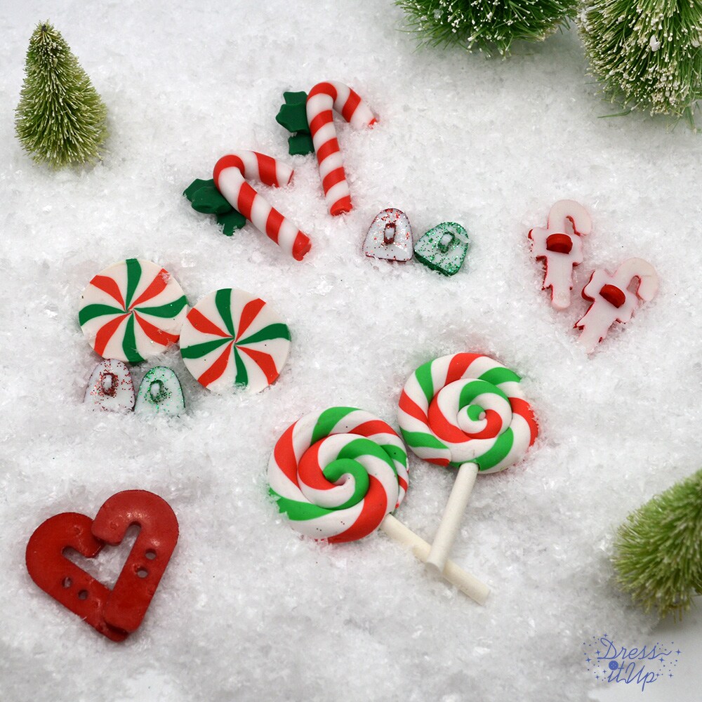 Dress It Up Buttons Christmas Canes, 15pcs Craft Embellishments