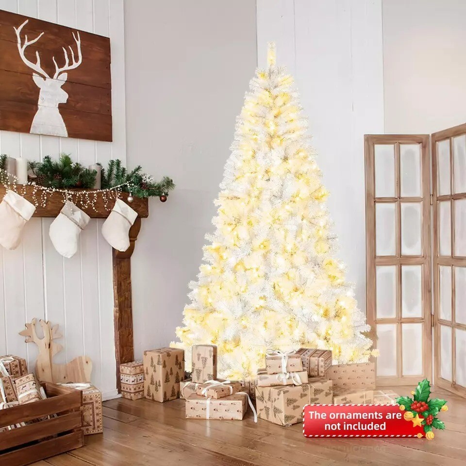 8Ft Pre-lit Artificial Christmas Tree White Snow 2008 Branche with 670 LED Light