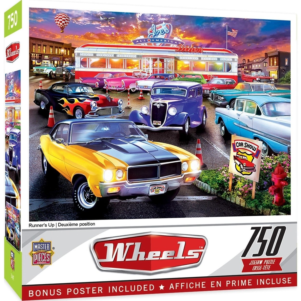 Masterpieces Wheels 750 Piece Jigsaw Puzzle 18X24 Classic Car Show Vintage