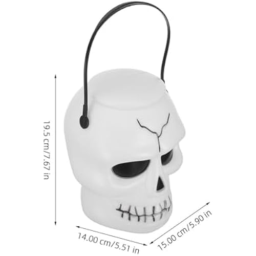 Skull Halloween Candy Bucket, Mini Halloween Candy Holder Trick-or-Treat Bucket Ghost Cauldron for Halloween Party Favor Supplies with Lid