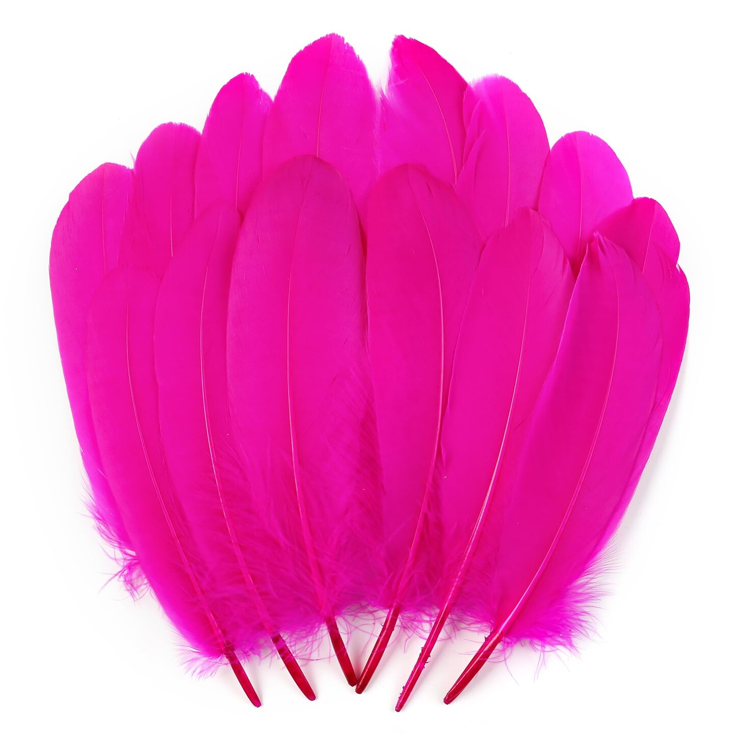 THARAHT 120pcs Hot Pink Goose Feathers Natural bulk 6-8 inch 15-20cm for Crafts DIY Cosplay Wedding Party Halloween Decoration Goose Nagoire Feathers