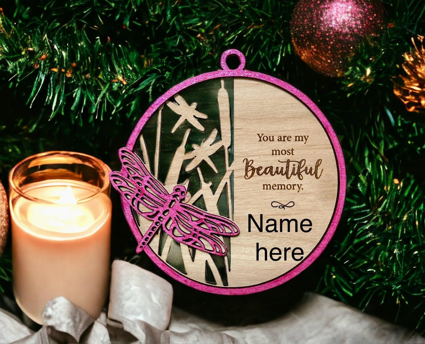 Dragonfly Memorial Christmas Ornament