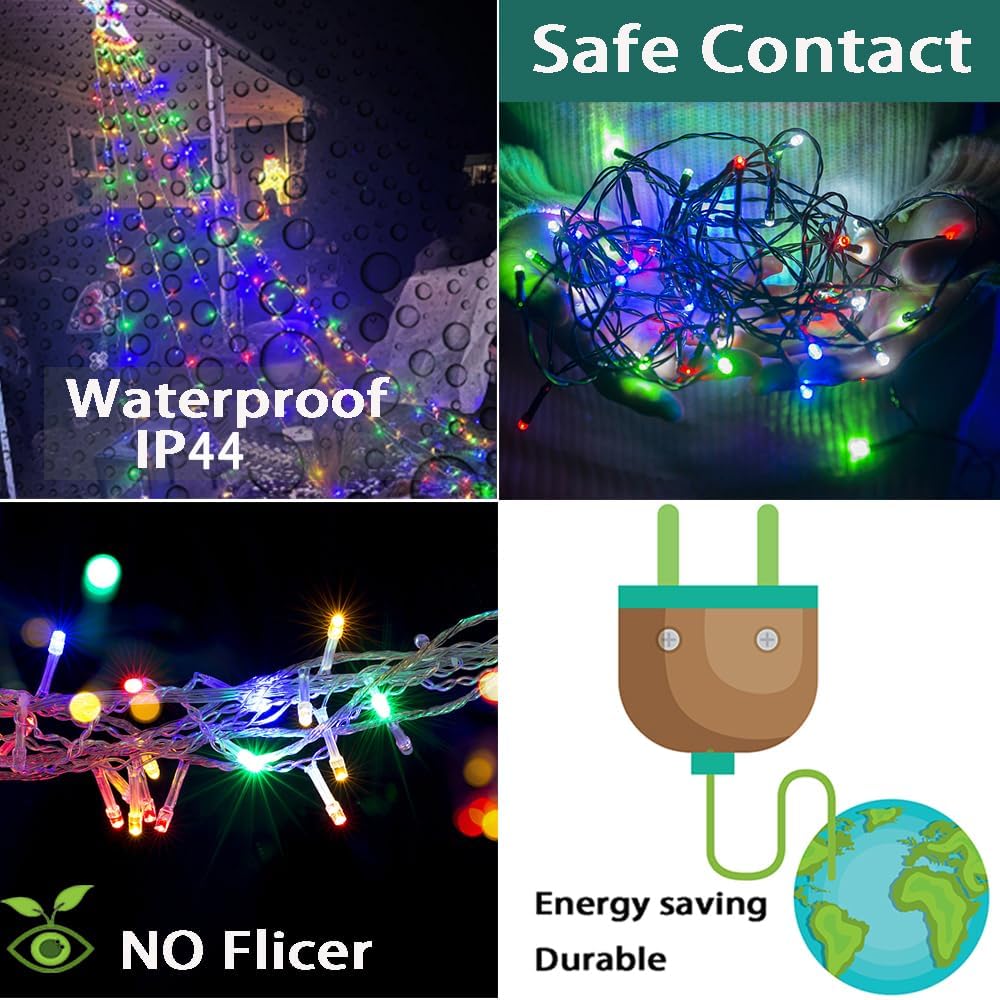Outdoor Christmas Decorations, Aokudoni 12.6ft 350LED Waterfall Lights, 8 Modes Christmas Lights, Christmas Decorations for Tree, Outdoor Christmas Lights for House Tree Holiday Party, Multicolor